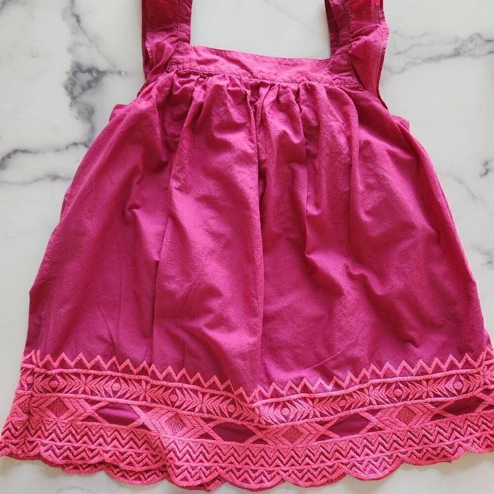 Cherokee girls large fuchsia boho relaxed tank top embroidered geometric tribal